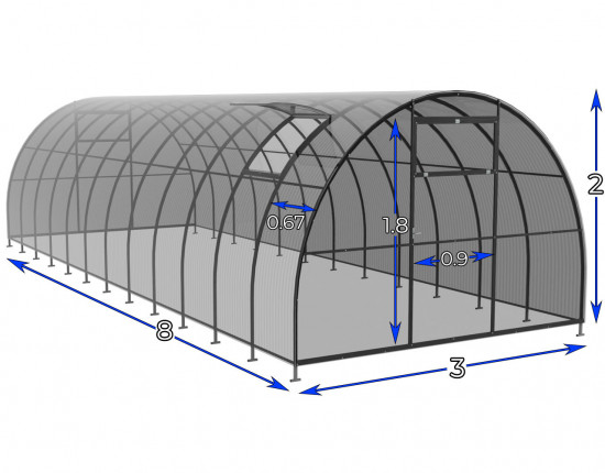 Szklarnia Tunel 3x8  profile 20x40 poliwęglanu 3mm 2
