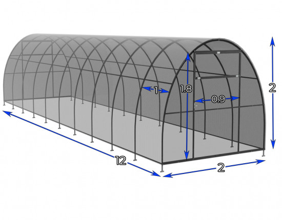 Szklarnia Tunel 2x12  profile 20x20 poliwęglanu 3mm 2