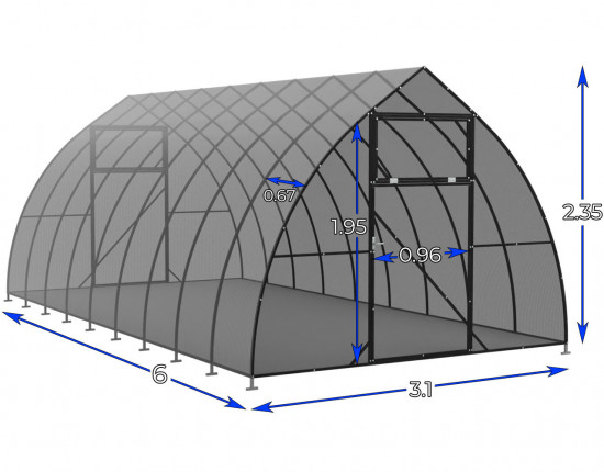 Szklarnia Kropla 3,1x6 poliwęglanu 3mm 2