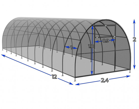 Szklarnia Tunel 2.4x12  profile 20x20 poliwęglanu 5mm 2