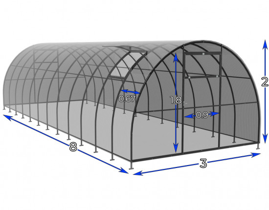 Szklarnia Tunel 3x8  profile 20x40 poliwęglanu 5mm 2