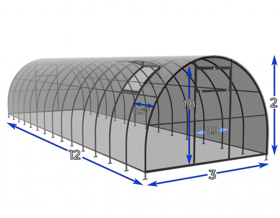 Szklarnia Tunel 3x12  profile 20x40 poliwęglanu 5mm 2