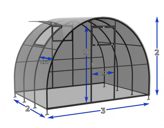 Szklarnia Tunel 3x2 profile 20x20 poliwęglanu 3mm 2